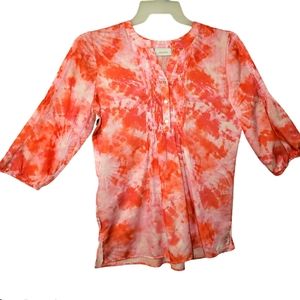Chico's size 1 medium lightweight pink summer blouse. 139